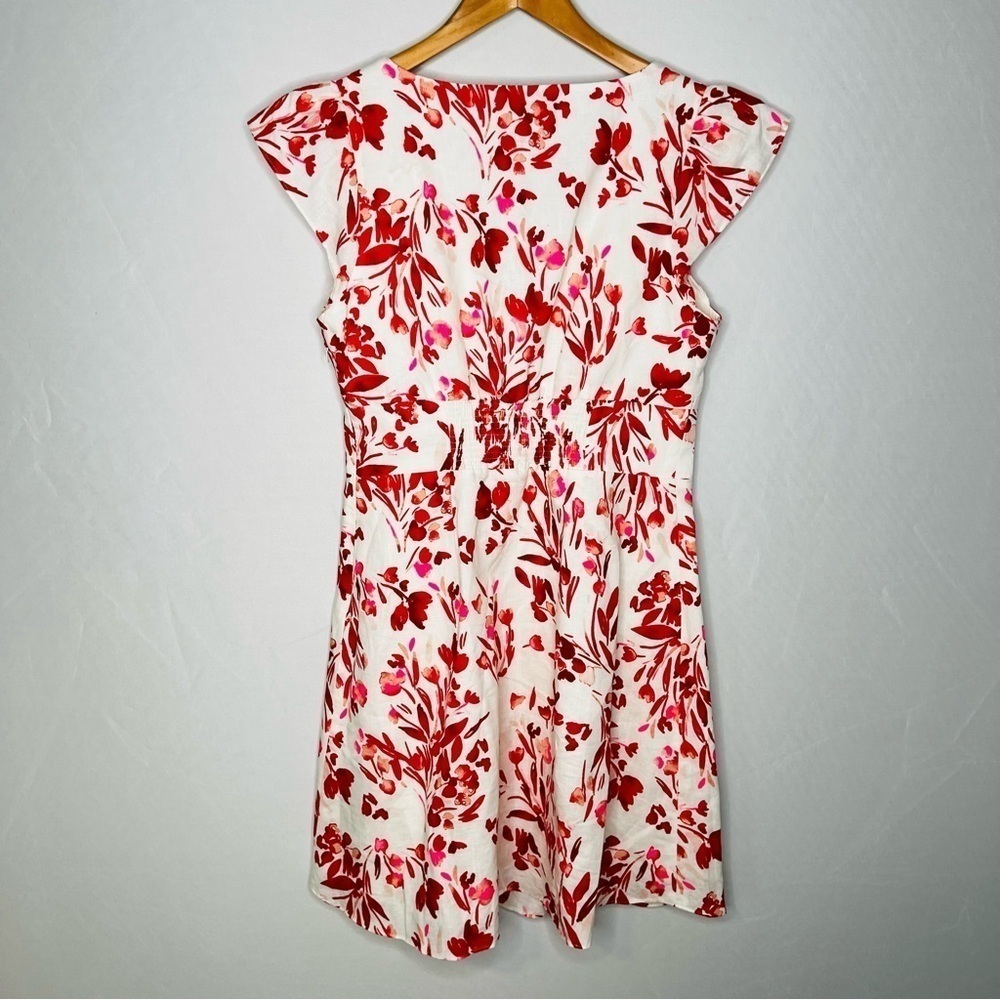 Banana Republic Linen & Cotton Blend Red, Pink & White Floral Mini Dress. Size 8 - Picture 5 of 16